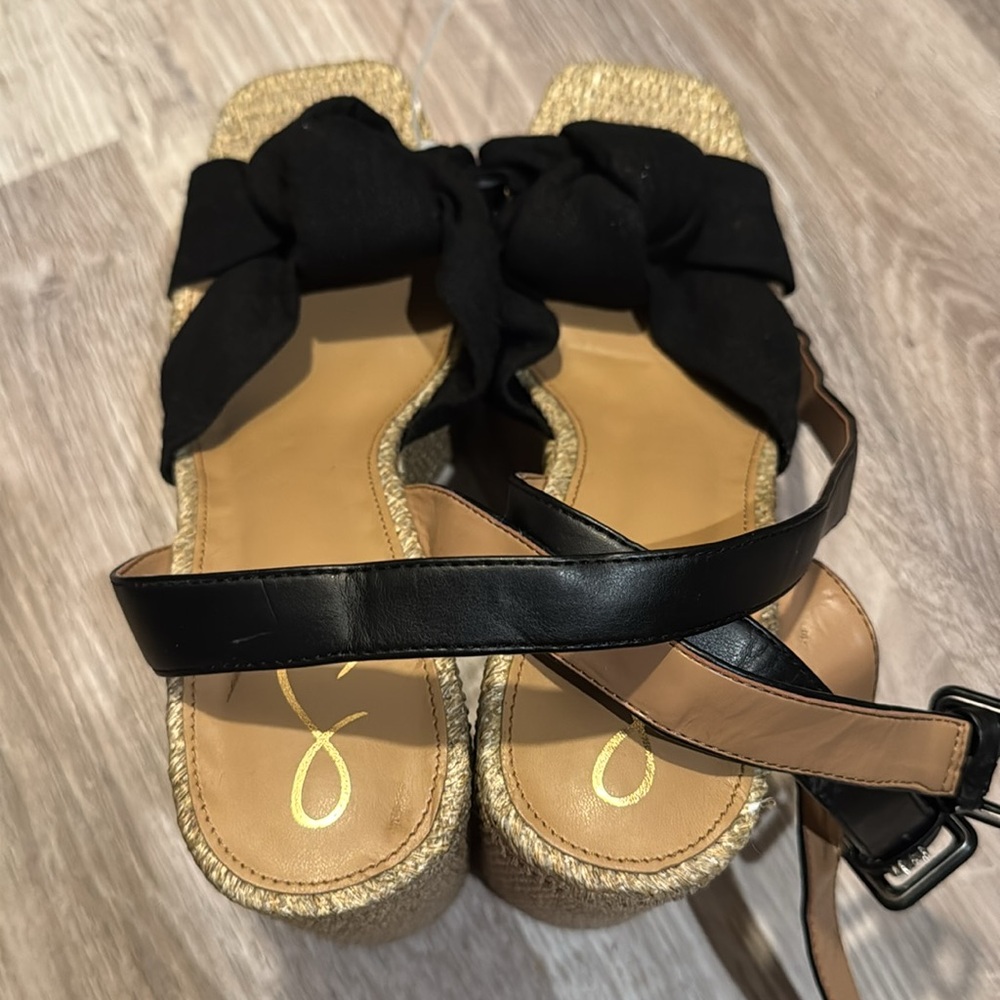 Sam Edelman Black Knotted Espadrille Platform Heels NWOT - Picture 10 of 15